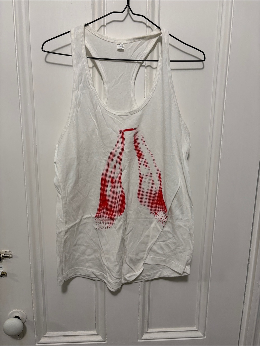 Coca Cola White Racerback Tank with Red Bottle Graphic
